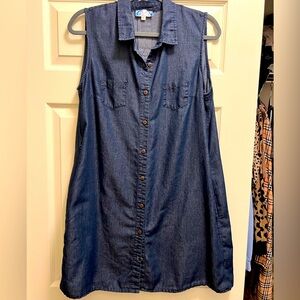 Sleeveless shirt dress W/ pockets